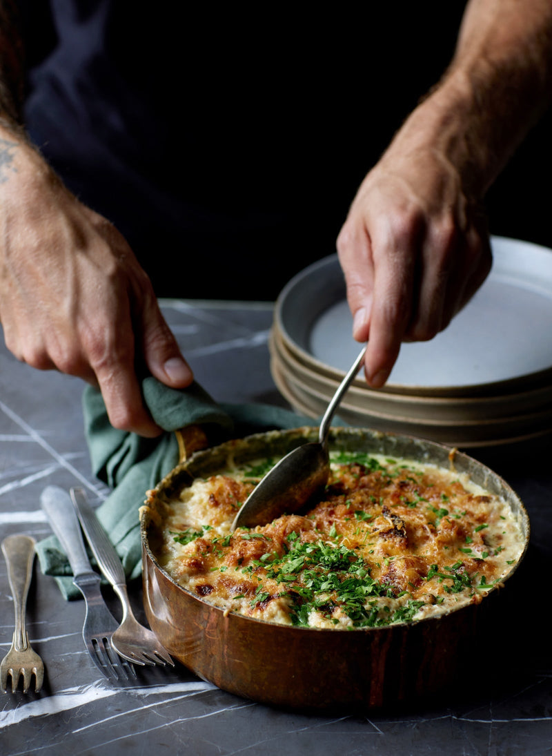 Gratineret blomkål med røg