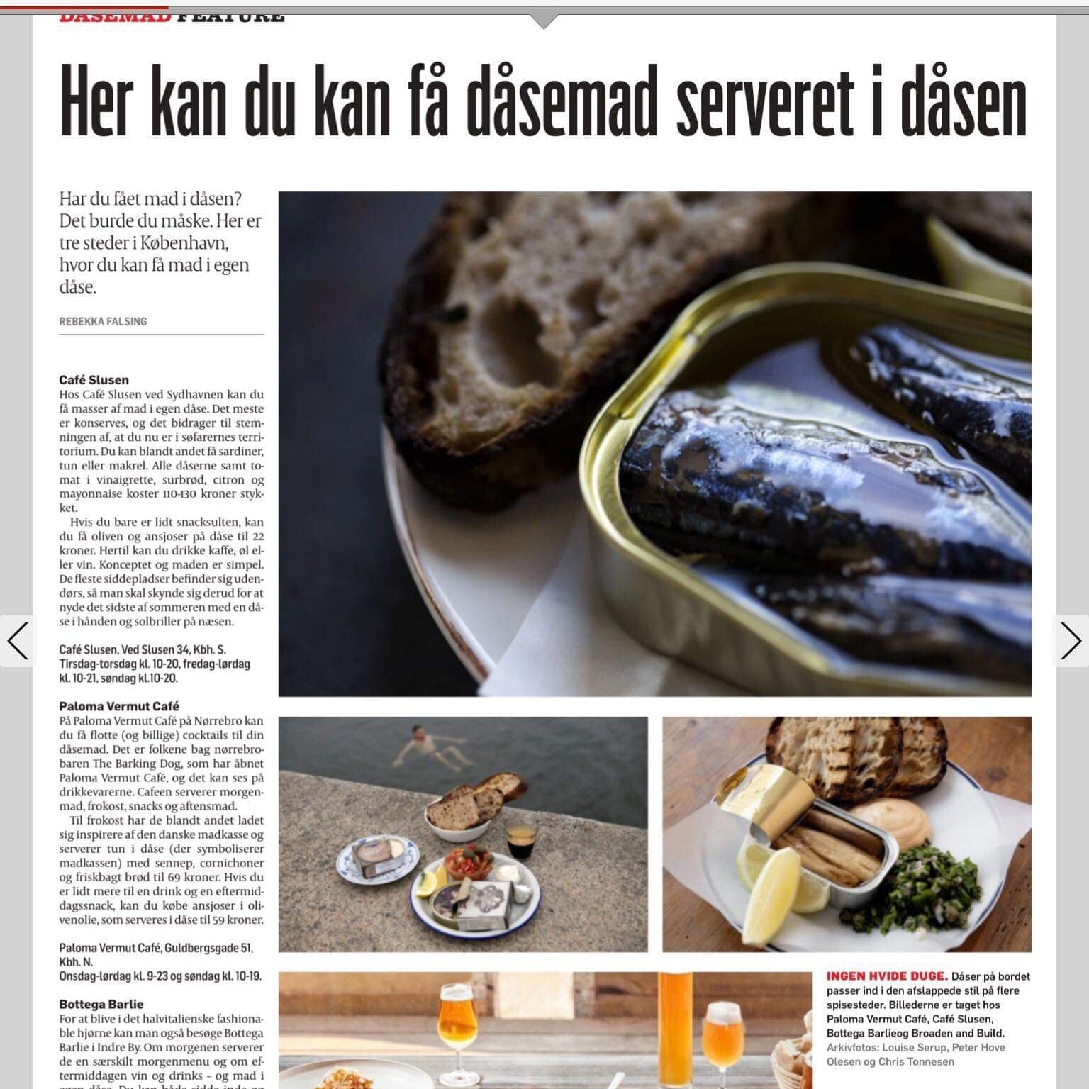Avisartikel fra politiken med overskrift: "Dåsemad er blevet smart"